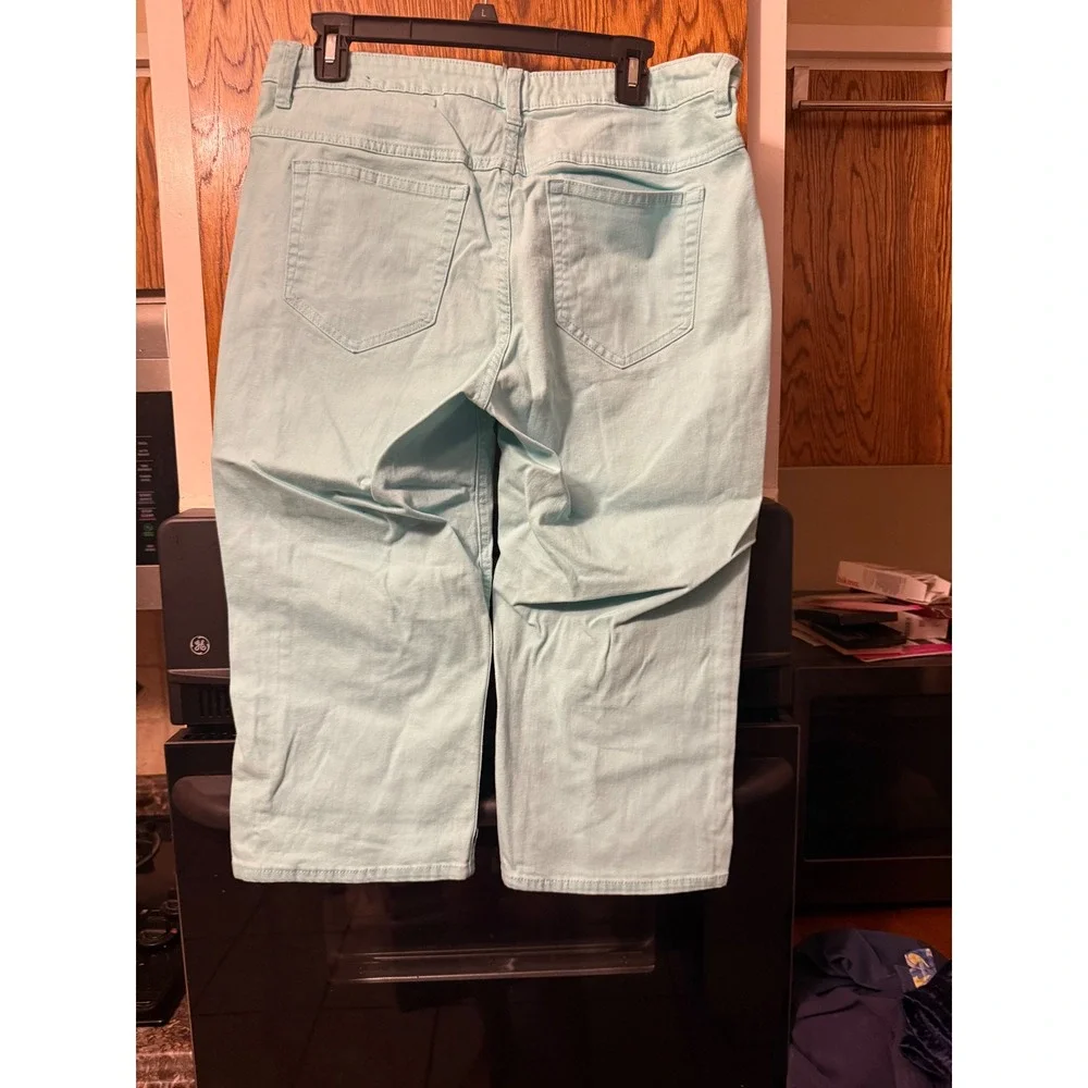 Riders by Lee Womens Light Aqua Blue Capri Pants Size 14M StretchCropped 13125L7